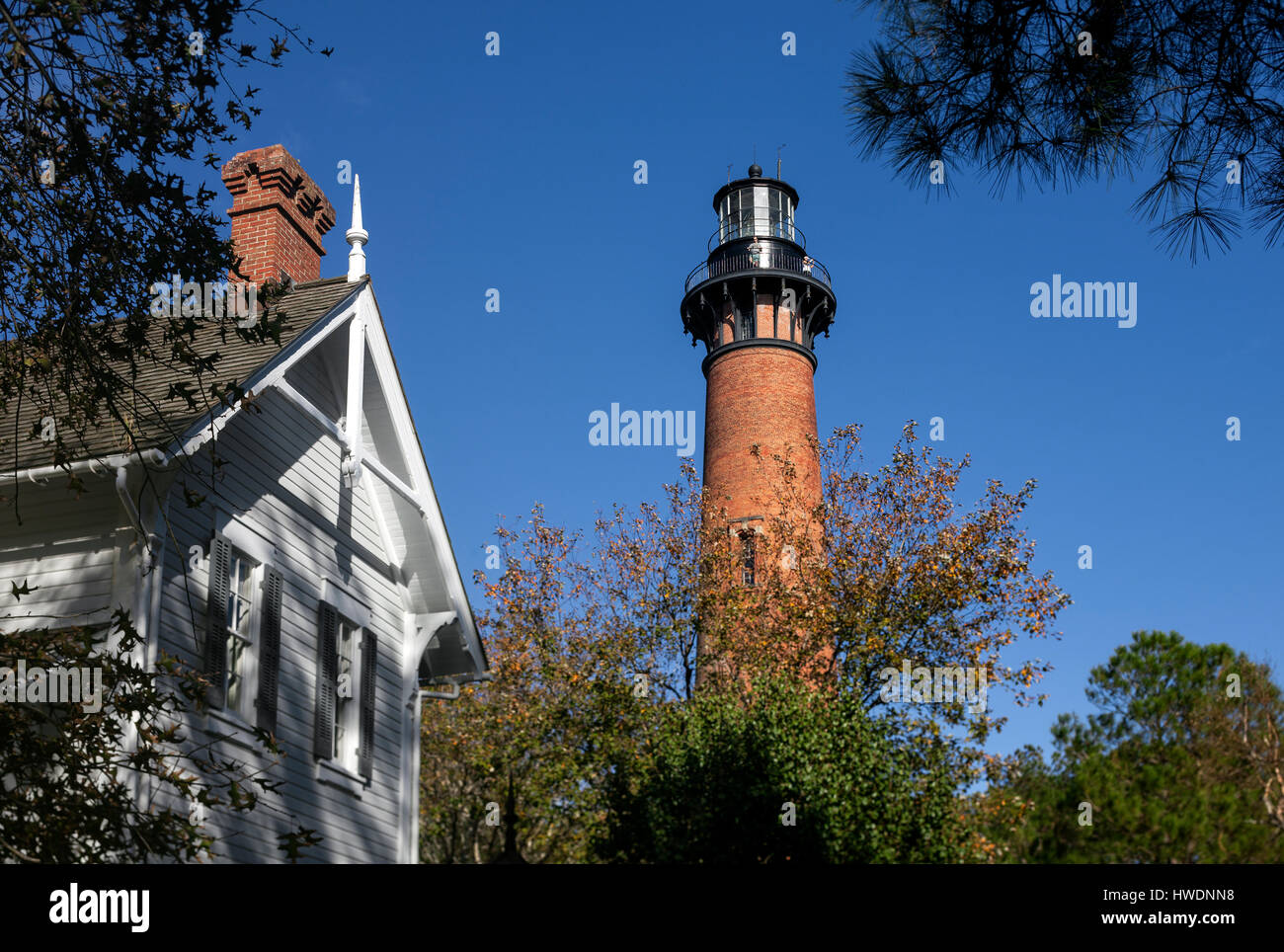 NC00703-00... NORTH CAROLINA - Currituck Beach Lighthouse in der Stadt der Corolla auf den Outer Banks. Stockfoto