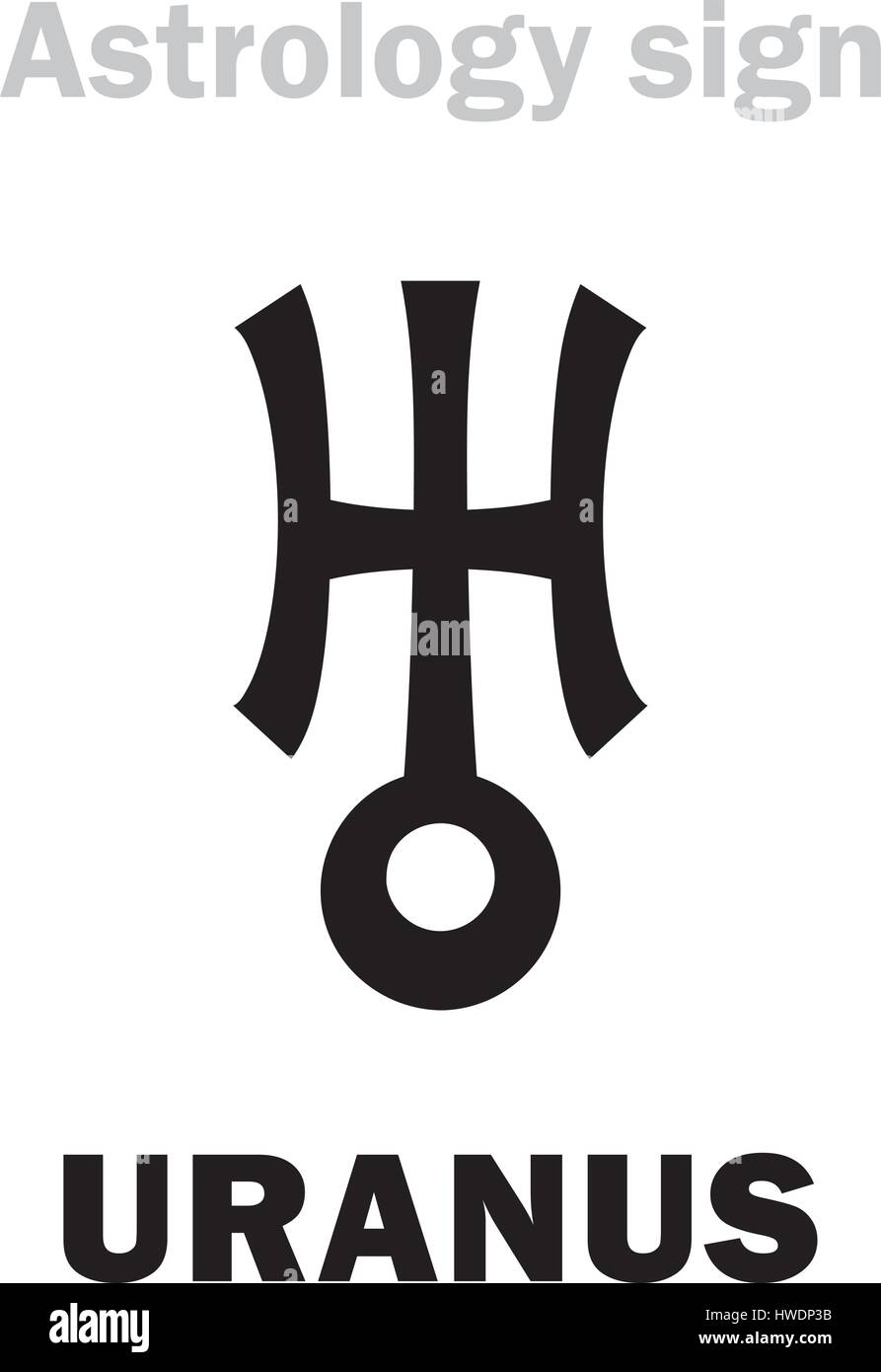 Astrologie-Alphabet: URANUS (Herschel), höhere globale Planet. Hieroglyphen Charakter Zeichen (einzelnes Symbol). Stock Vektor