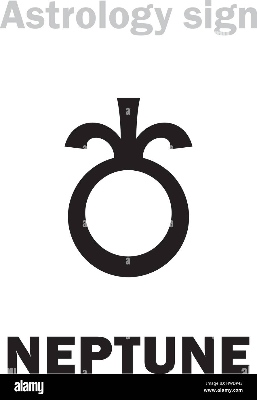 Astrologie-Alphabet: Neptun, höhere globale Planet. Hieroglyphen Charakter Zeichen (Variation Symbol). Stock Vektor