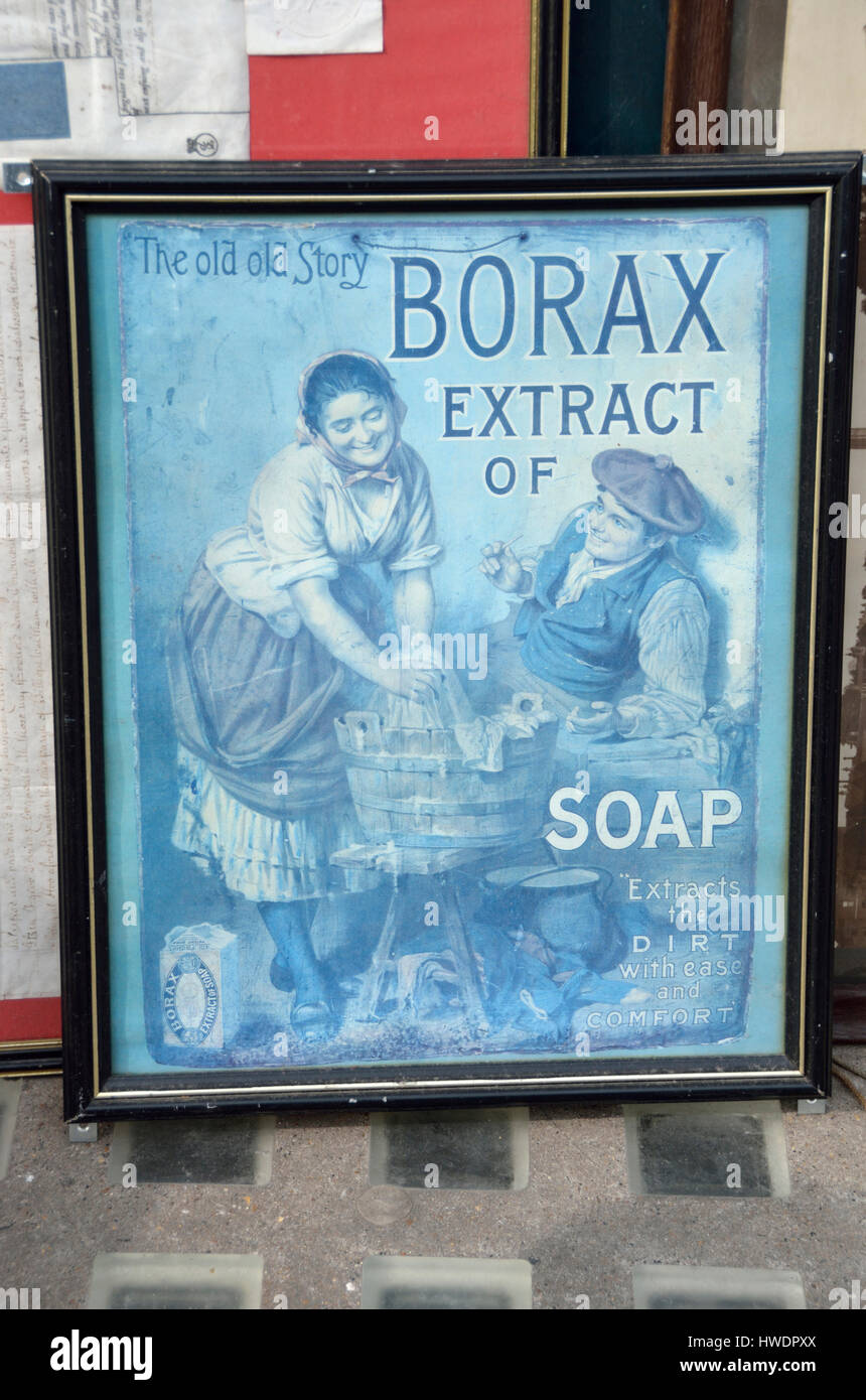 Alten Borax extrahieren von Seife Plakat Werbung. Stockfoto