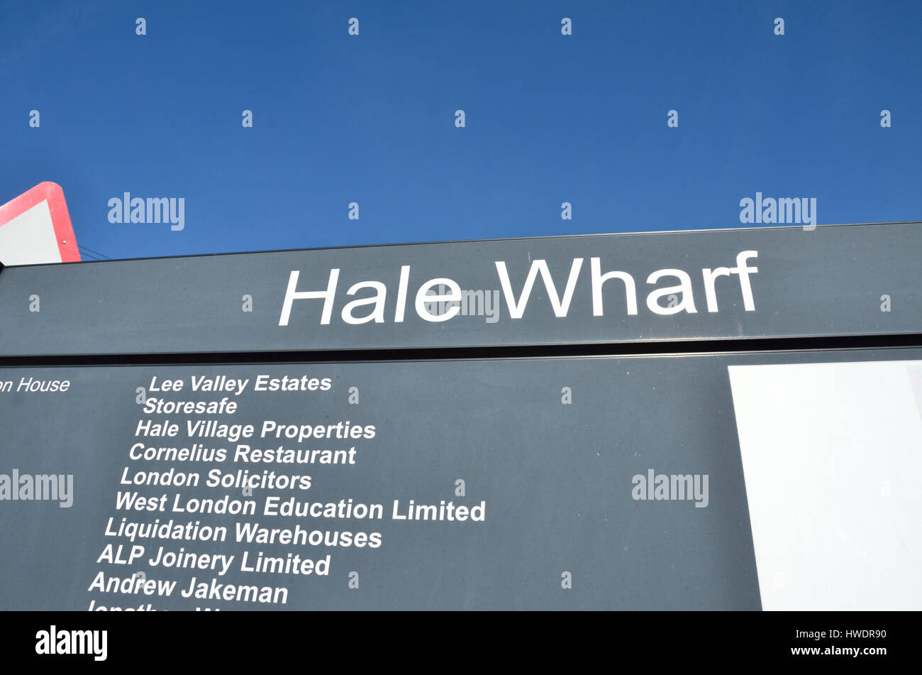 Hale Kai Schild, Tottenham Hale, London, UK. Stockfoto