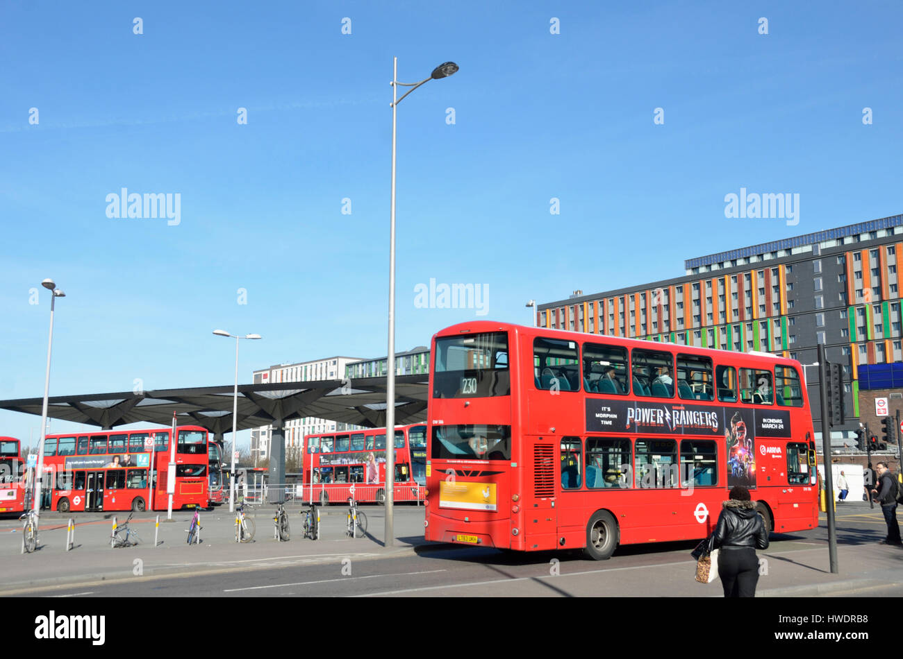 Busbahnhof Tottenham Hale, London, UK. Stockfoto