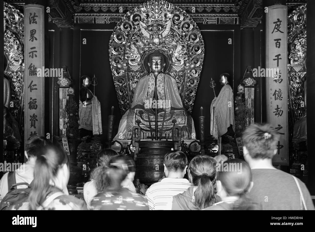 Die Buddha-Bild; Farbe in schwarz und weiß, im tibetischen buddhistischen Lama Tempel in Peking Stockfoto