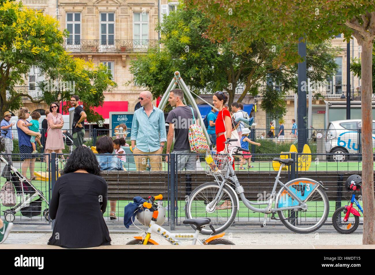 Frankreich, Gironde, Bordeaux, Quai des Chartrons, Grünanlage Stockfoto