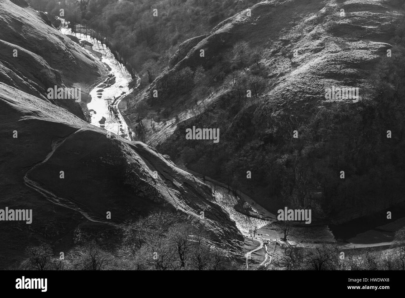 Fluss Dove, Dovedale, Peak District National Park, Derbyshire Stockfoto