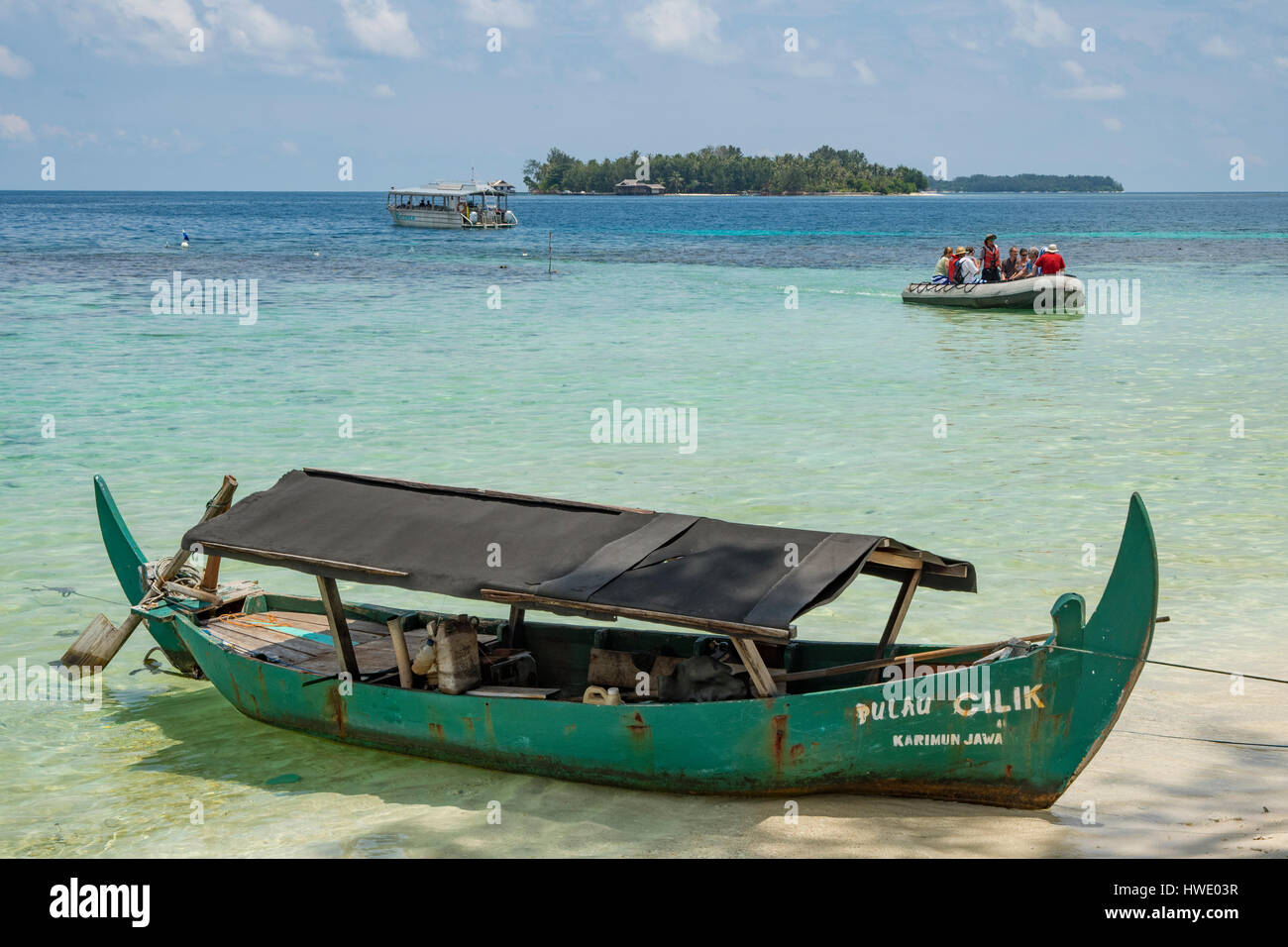 Lokalen Fischerboot auf Pulau Kecil, Indonesien Stockfoto