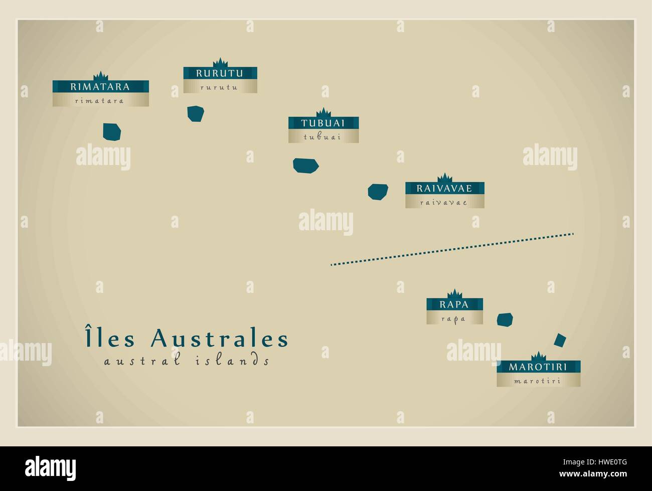 Moderne Karte - Îles Australes PF Stock Vektor