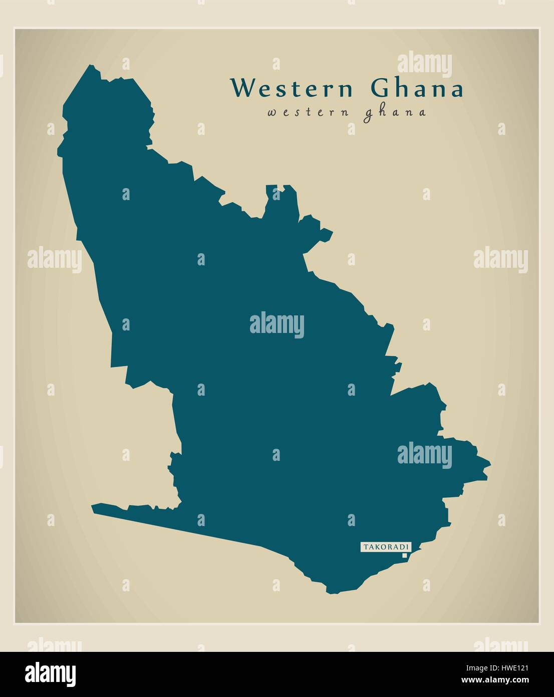 Moderne Karte - westlichen Ghana GH Stock Vektor