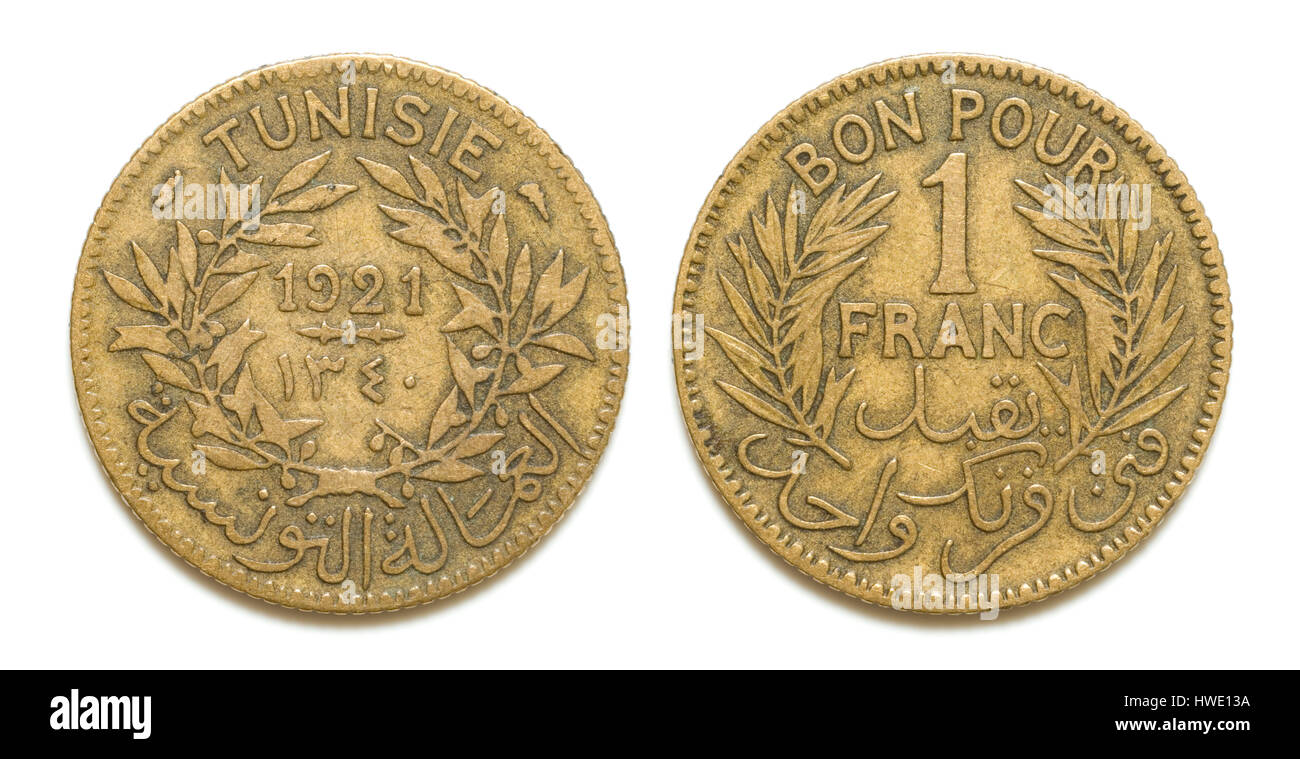 Anonyme Token Prägung des französischen Tunesien Stockfoto