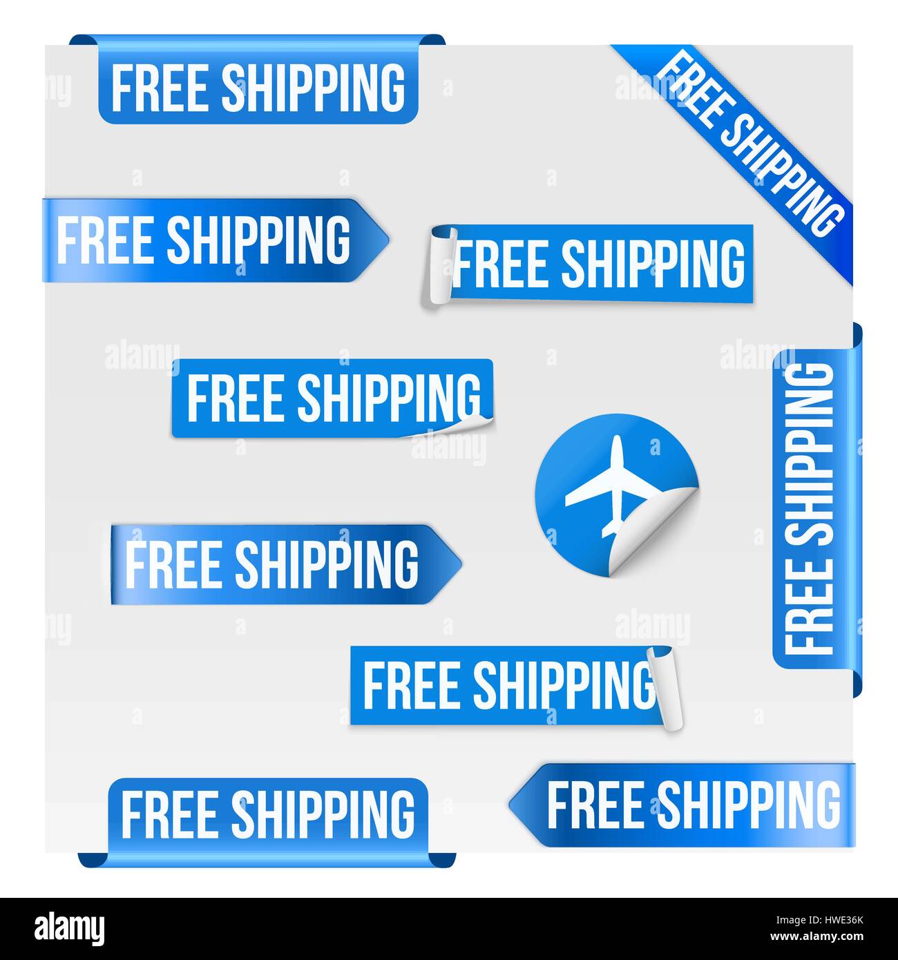 Kostenloser Versand Blue Labeldesign Stock Vektor