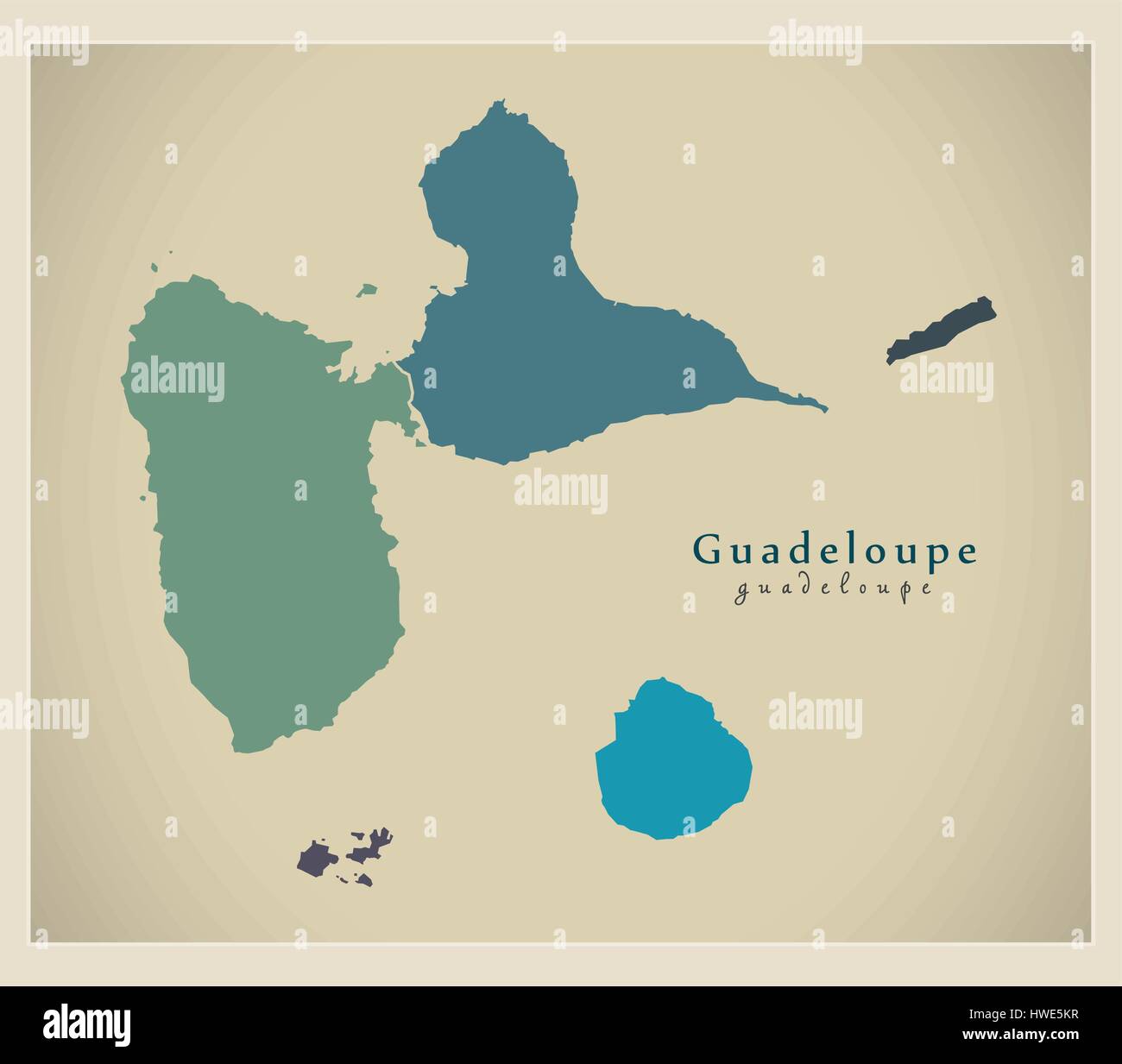 Moderne Karte - details Guadeloupe GP Stock Vektor