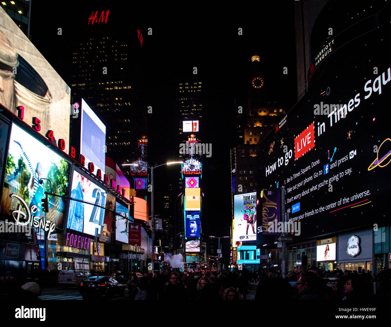 Times Square bei Nacht - New York, USA Stockfoto