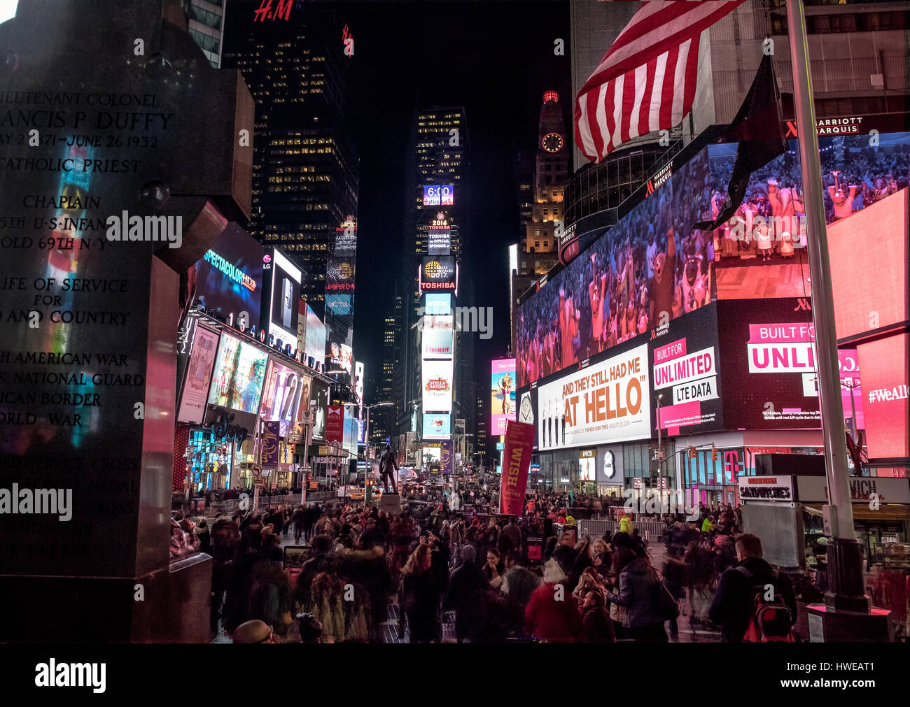 Times Square bei Nacht - New York, USA Stockfoto