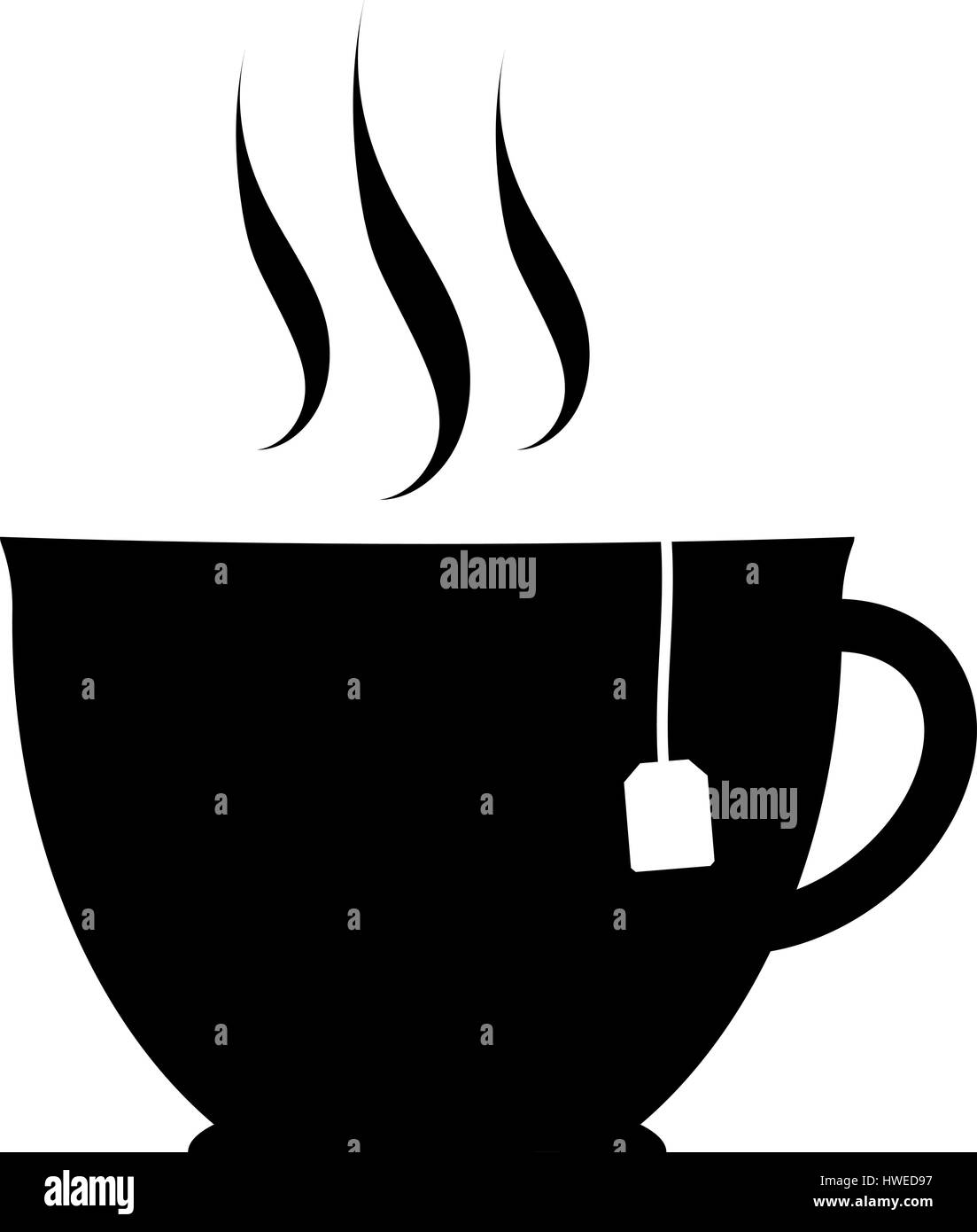 Küche schwarz Symbol für eine Tasse Tee auf weißem Hintergrund Stock Vektor