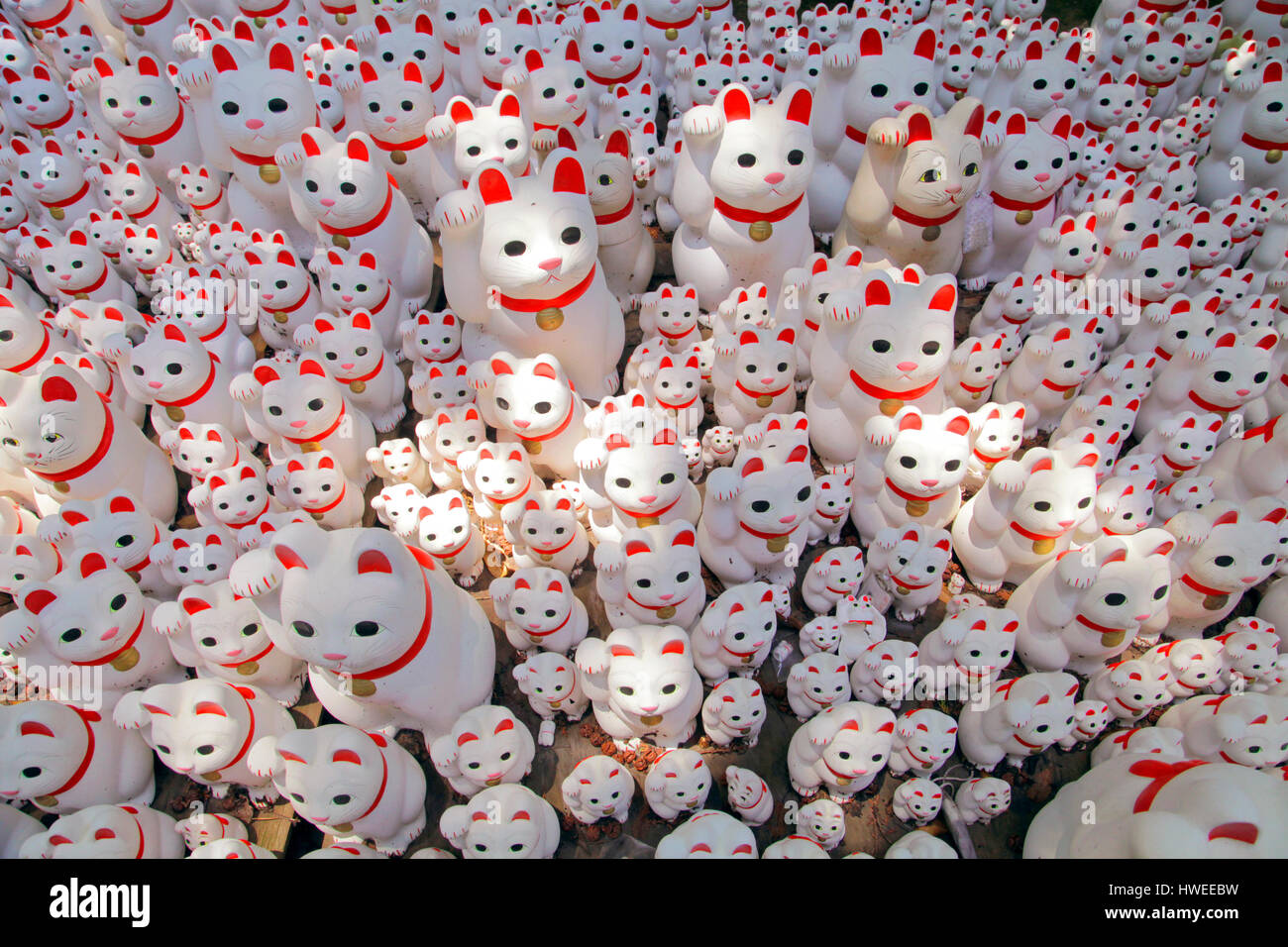 Maneki Neko am Gotokuji Tempel Tokyo Japan Stockfoto