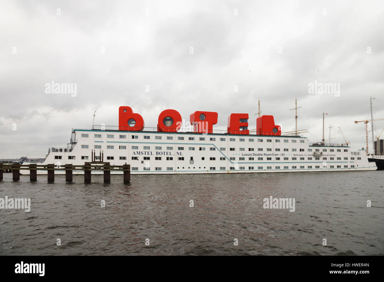 Das Amstel Botel, Pier 3 NDSM, Amsterdam Stockfoto