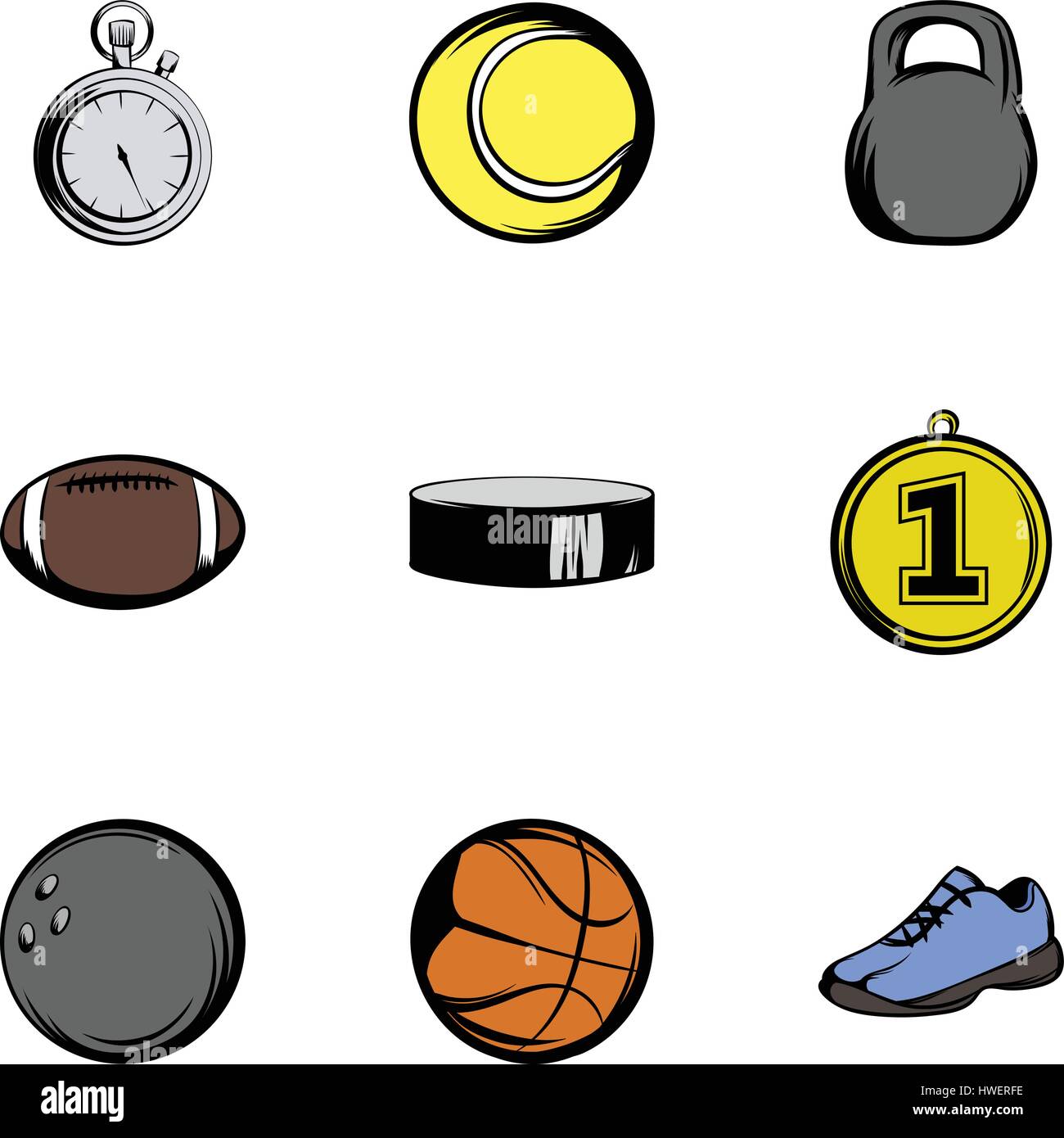 Sport-Icons set, cartoon-Stil Stock Vektor