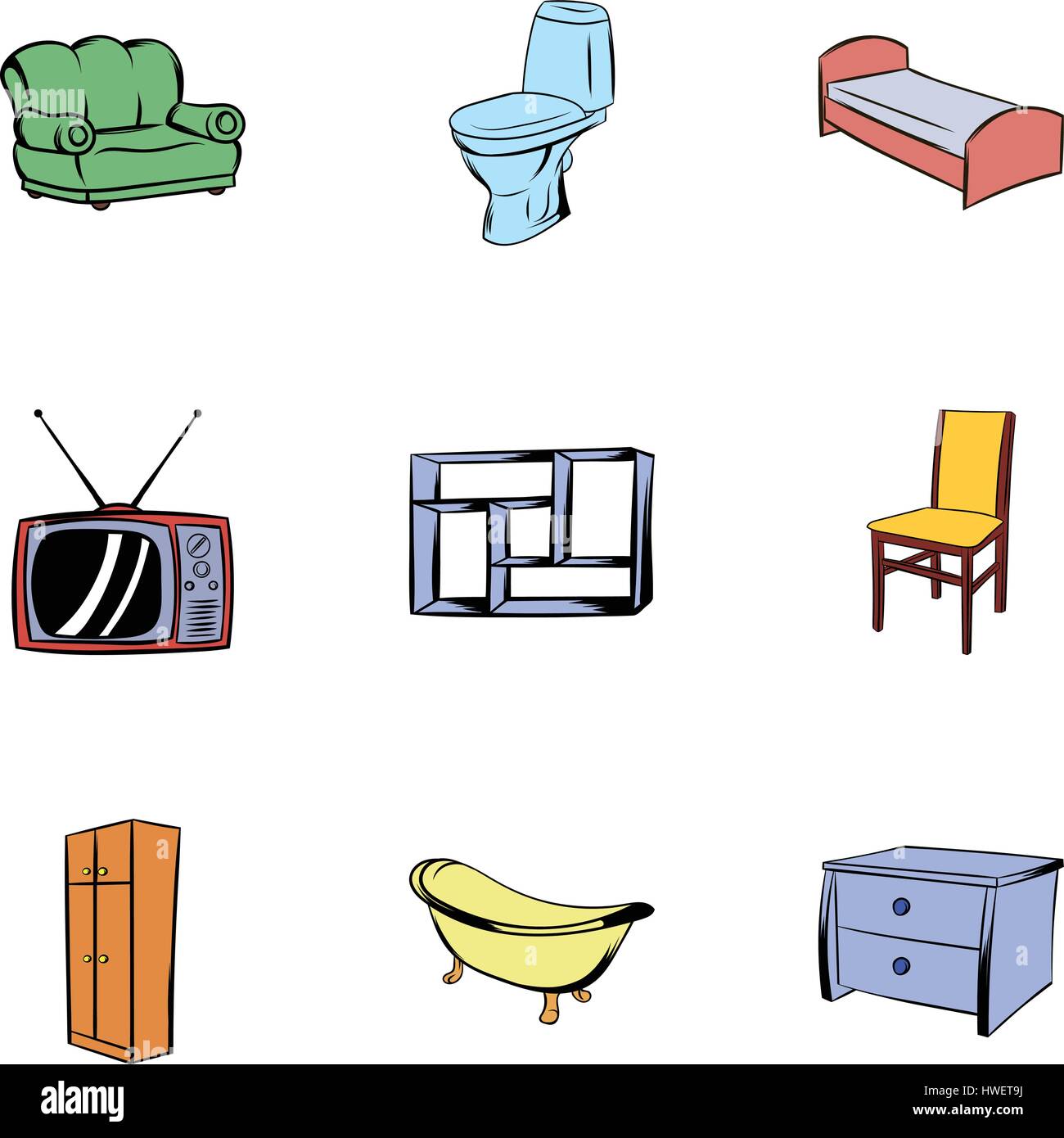 Haus Möbel Symbole gesetzt, cartoon-Stil Stock-Vektorgrafik - Alamy