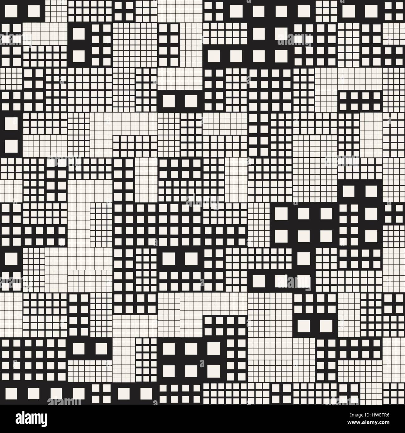 Endlosen abstrakten Hintergrund mit zufälliger Größe Quadrate. Vector Seamless Pattern. Stock Vektor