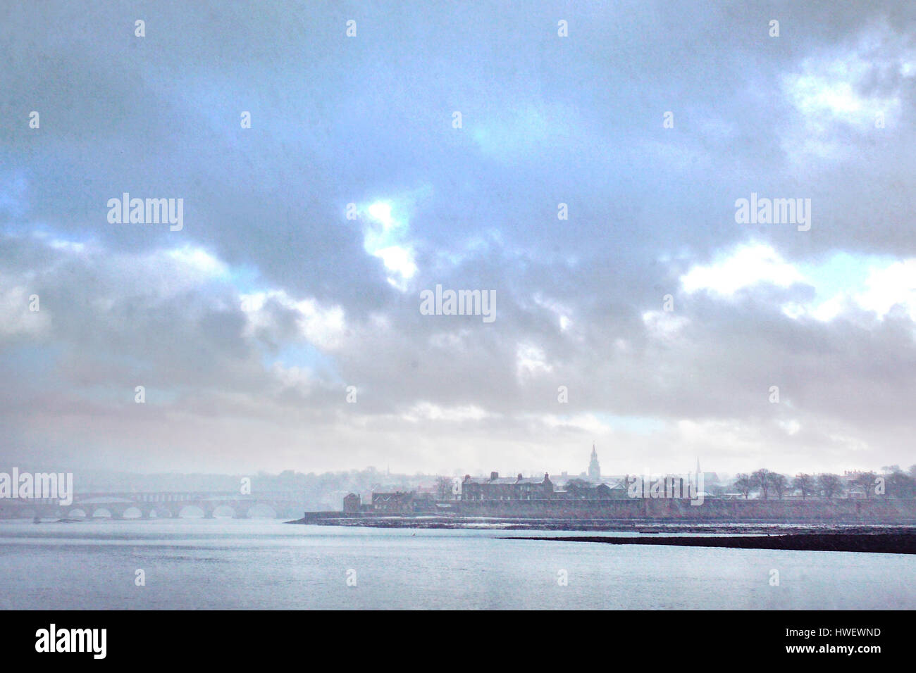 Winter-Blick von Berwick-upon-Tweed Stockfoto