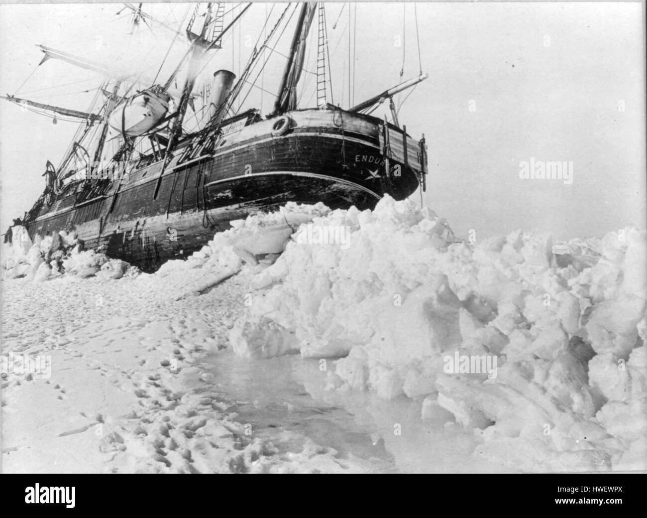 Shackleton Expedition in die Antarktis, die letzten Momente der Endurance. Stockfoto