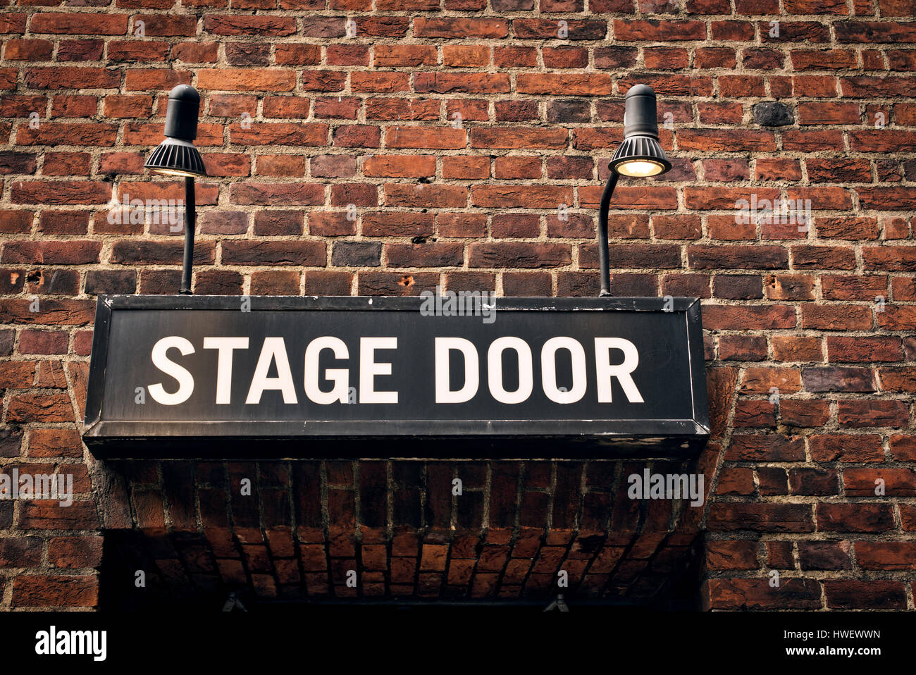 West End Theater Bühne Türschild. London, England Stockfoto