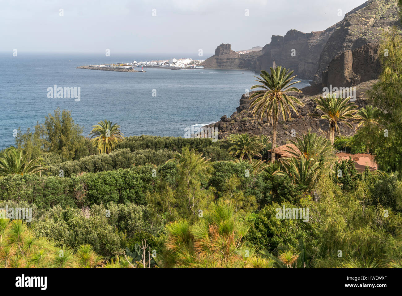 Puerto de Las Nieves Und der Barranco de Guayedra, Insel Gran Canaria, Kanarische Inseln, Spanien |  Vogelperspektive von Puerto de Las Nieves und Barra Stockfoto