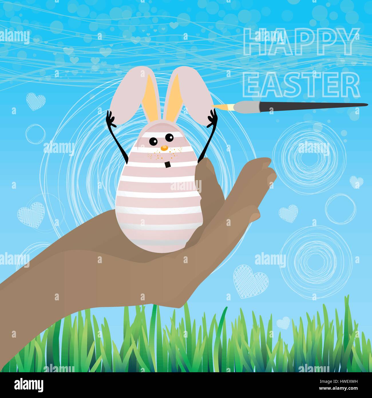 Happi A Osterhase mit einem lustige Smiley-Gesicht Stock-Vektorgrafik