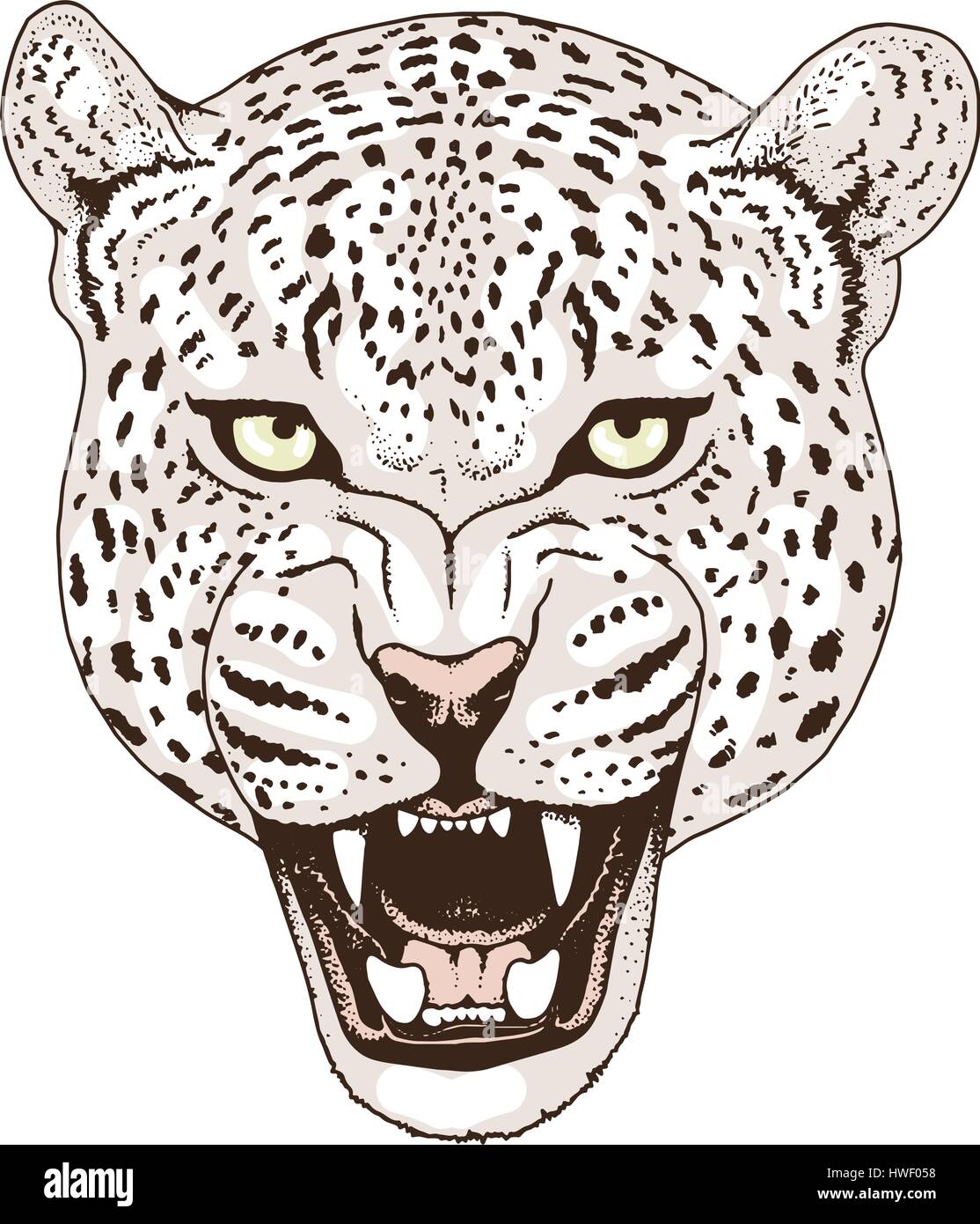 Leopard Gesicht Tattoo, Vektor-Illustration, print Stock Vektor