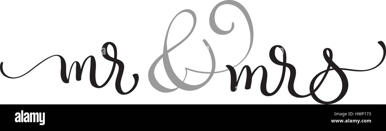 Herr und Frau Text auf weißem Hintergrund. Handgezeichnete Kalligraphie Schriftzug Vektor-Illustration EPS10 Stock Vektor