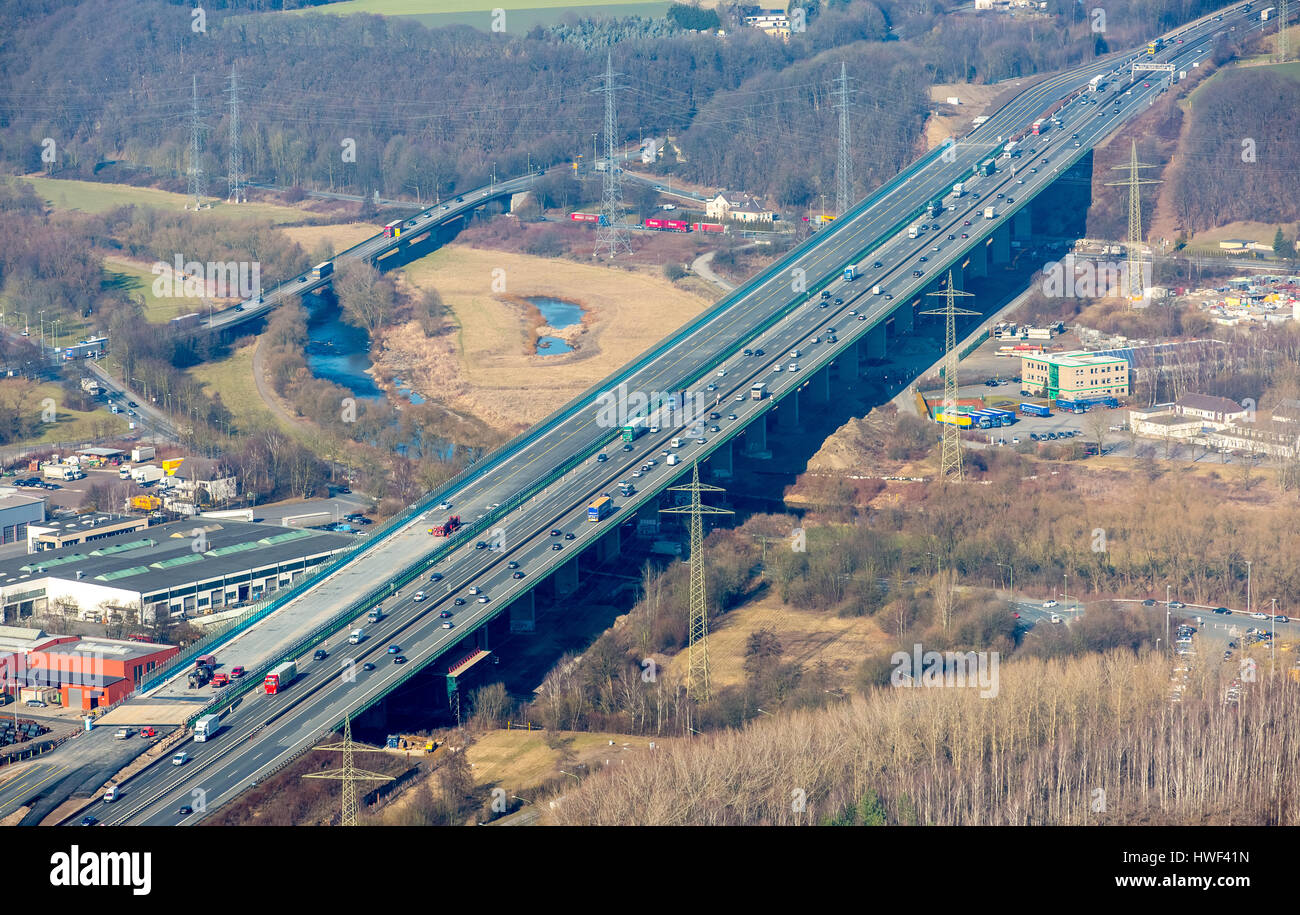 Bau-Lenne-Viadukt, Autobahn A45, Hagen, Ruhr, Nordrhein-Westfalen, Deutschland Stockfoto