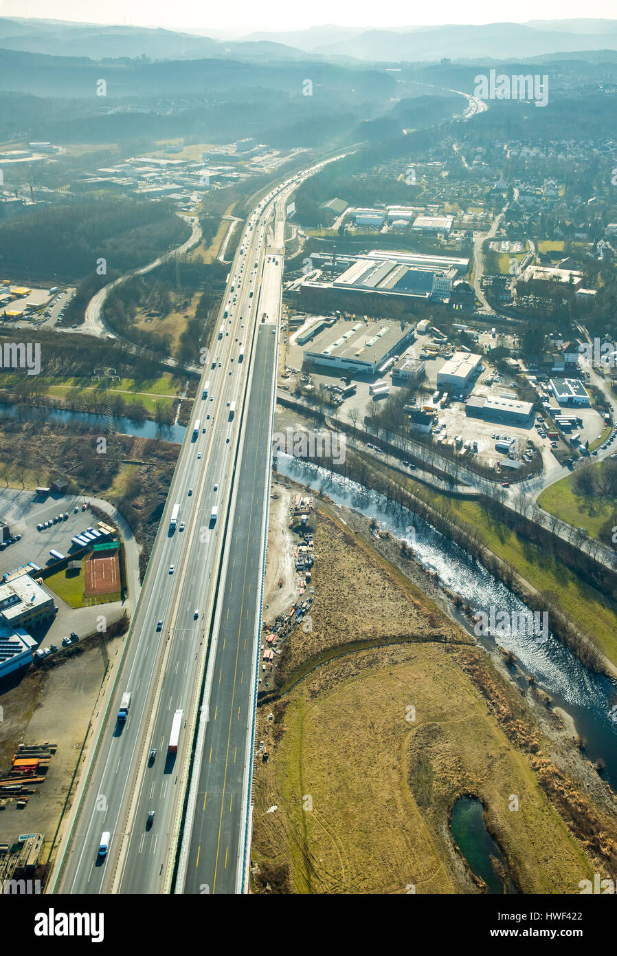 Bau-Lenne-Viadukt, Autobahn A45, Hagen, Ruhr, Nordrhein-Westfalen, Deutschland Stockfoto