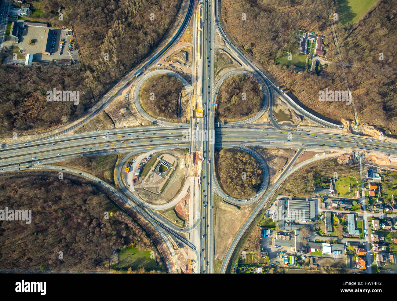 Ausbau der Autobahn A43 zwischen Recklinghausen und Herne, Recklinghausen Autobahnanschluss, Autobahn A2 und Autobahn A43, Recklinghausen, Ruhr ein Stockfoto