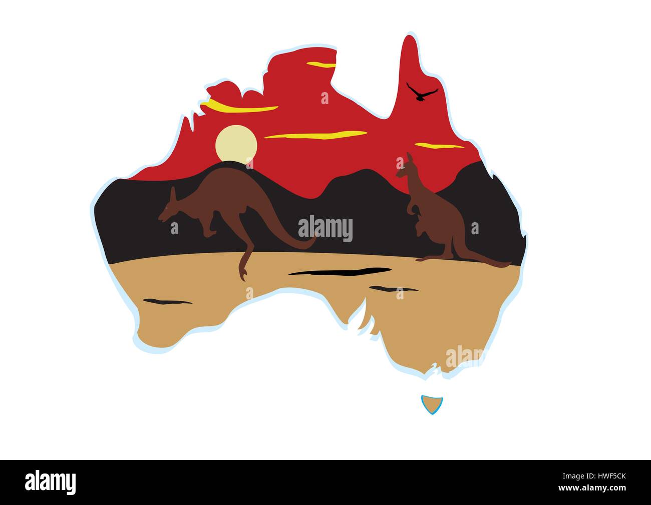 Australien Karte und zwei springendes Känguru Stock Vektor