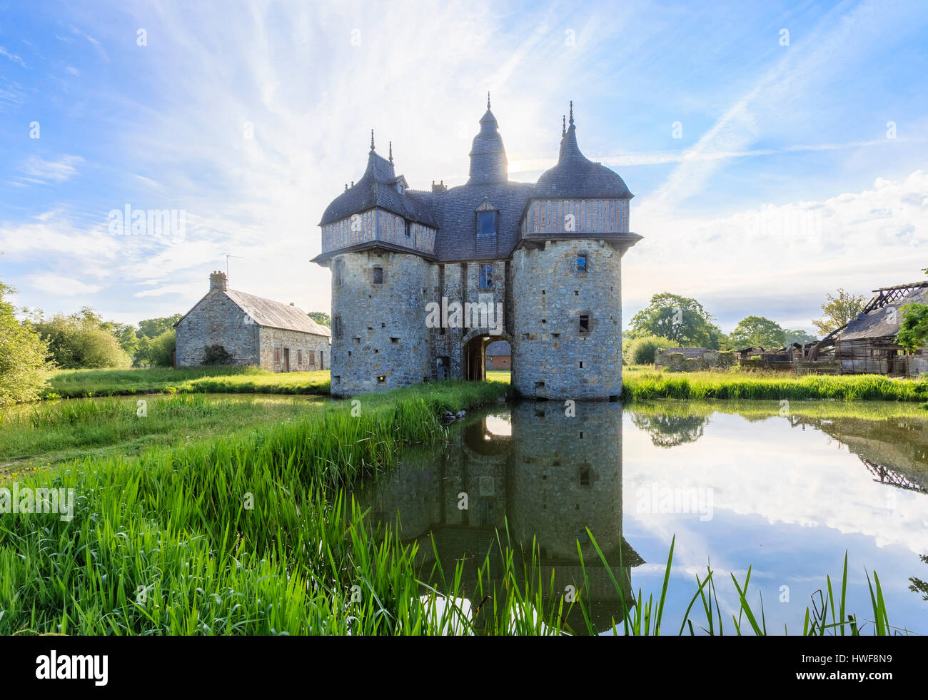 La Haute Chapelle, la Saucerie Manor, Normandie-Maine regionalen Naturpark, Orne, Frankreich Stockfoto