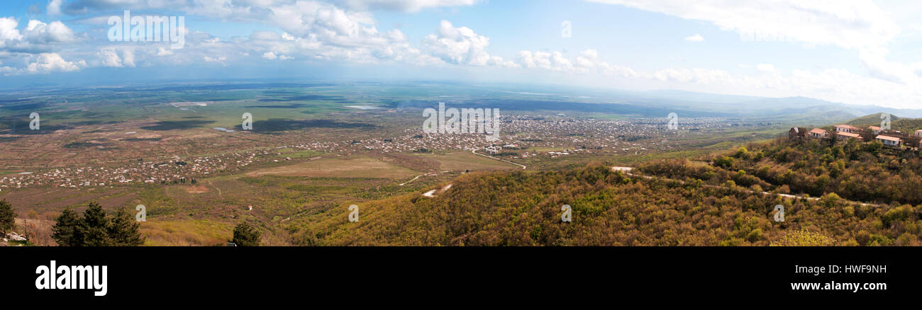 Panorama-Ansicht des Alasani Valley Georgien Stockfoto