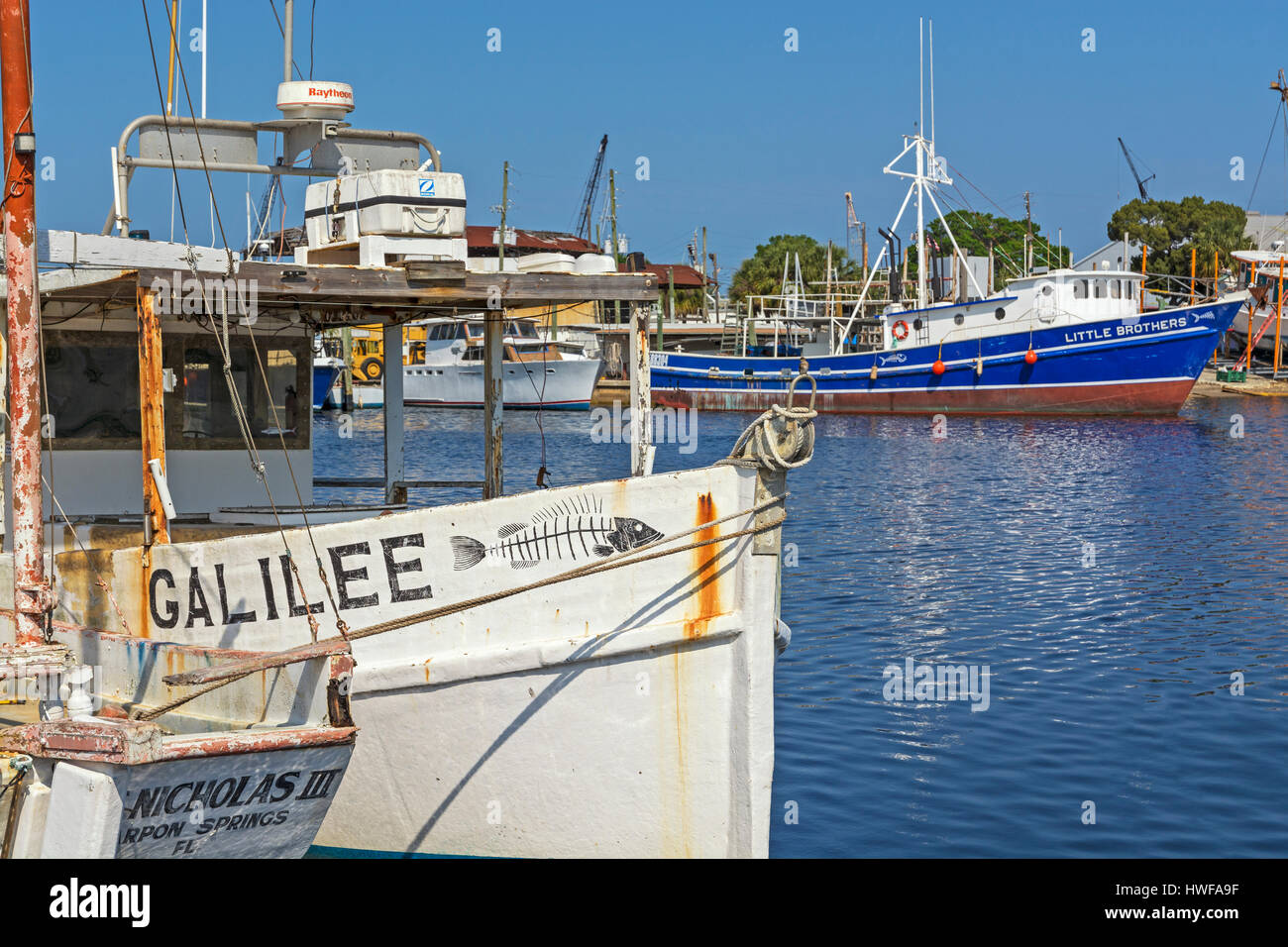 Florida, Tarpon Springs sponge Tauchboote Stockfoto