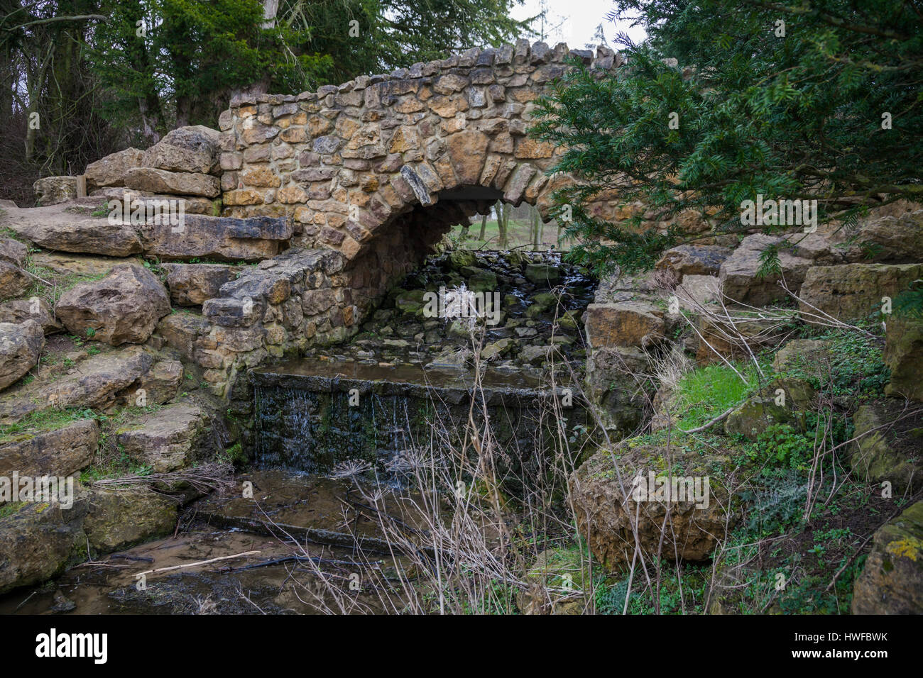 Fußgängerbrücke in Hardwick Park,Sedgefield,Co.Durham,England,UK Stockfoto