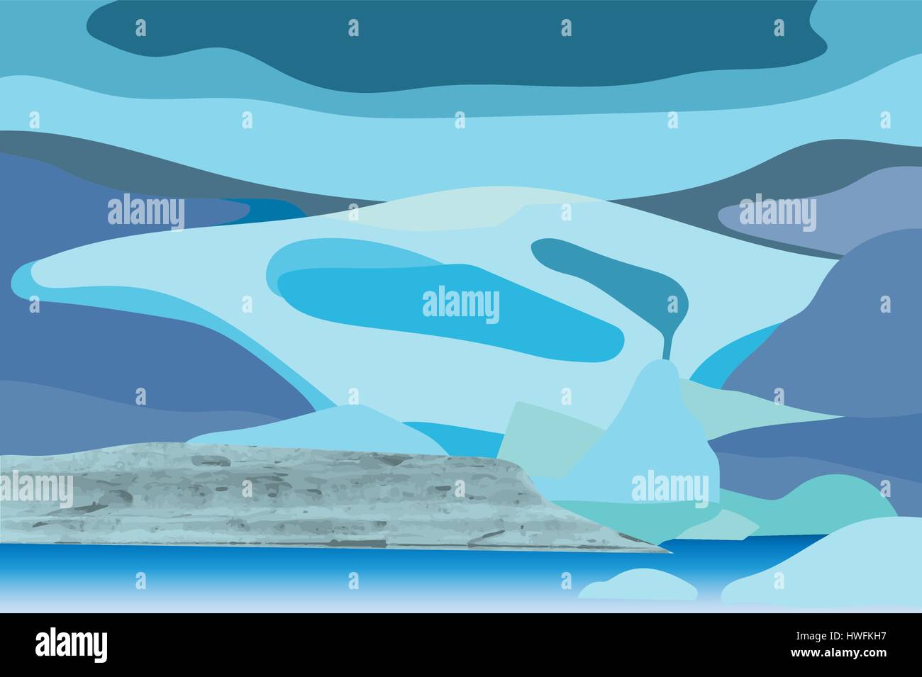 Vektor-Illustration des Gletschers mit natürlichen Textur Stock Vektor