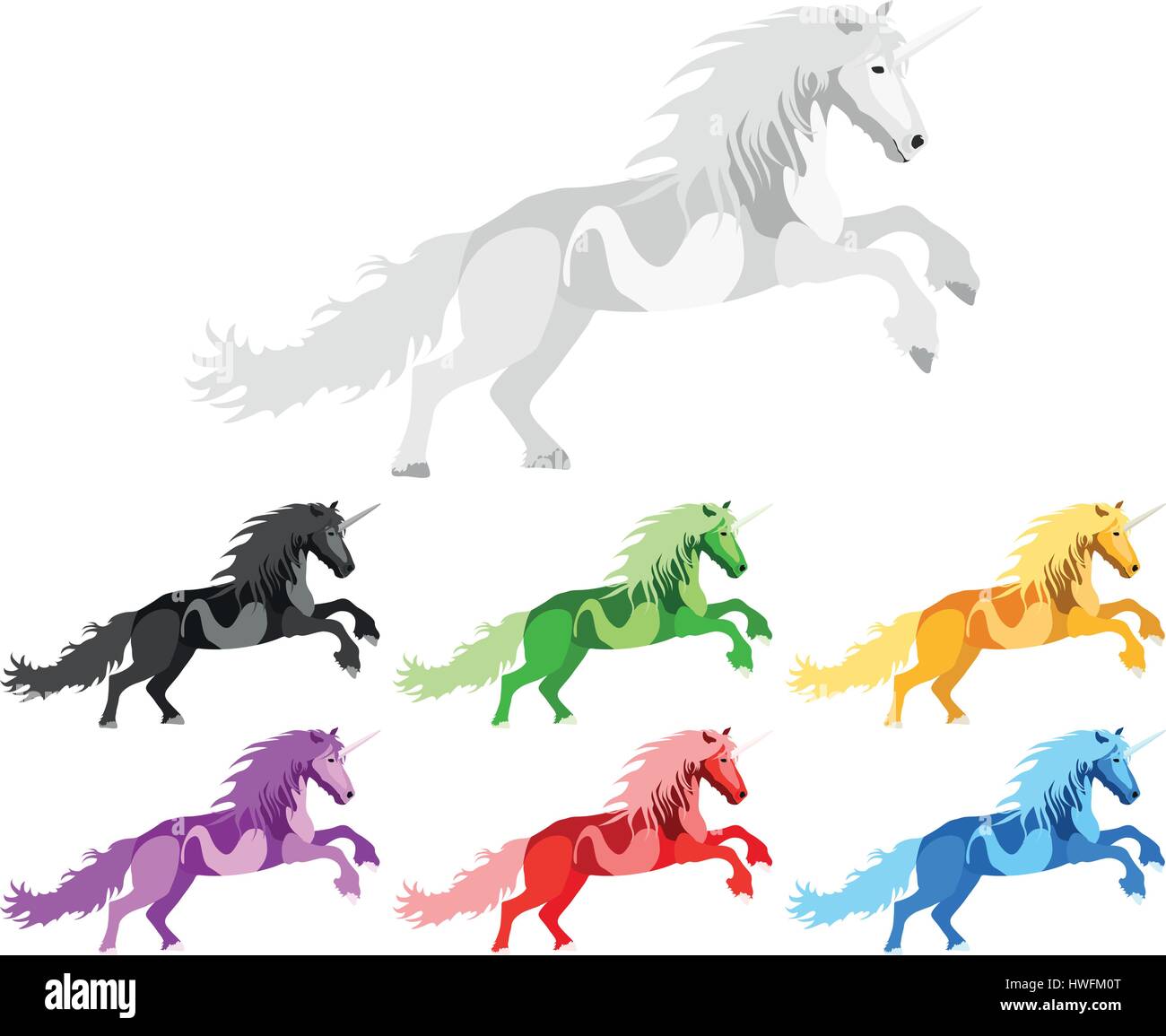 Abbildung Set Unicorn für den kreativen Einsatz in Grafik-design Stock Vektor