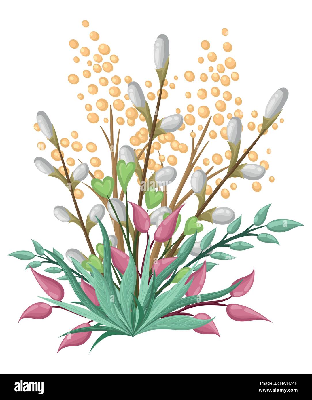 Set mit floralen Elementen und leaves.decorative Elemente für Ihr Design. Blätter, Wirbel, floralen flache Design-Stil-Vektor-illustration Stock Vektor
