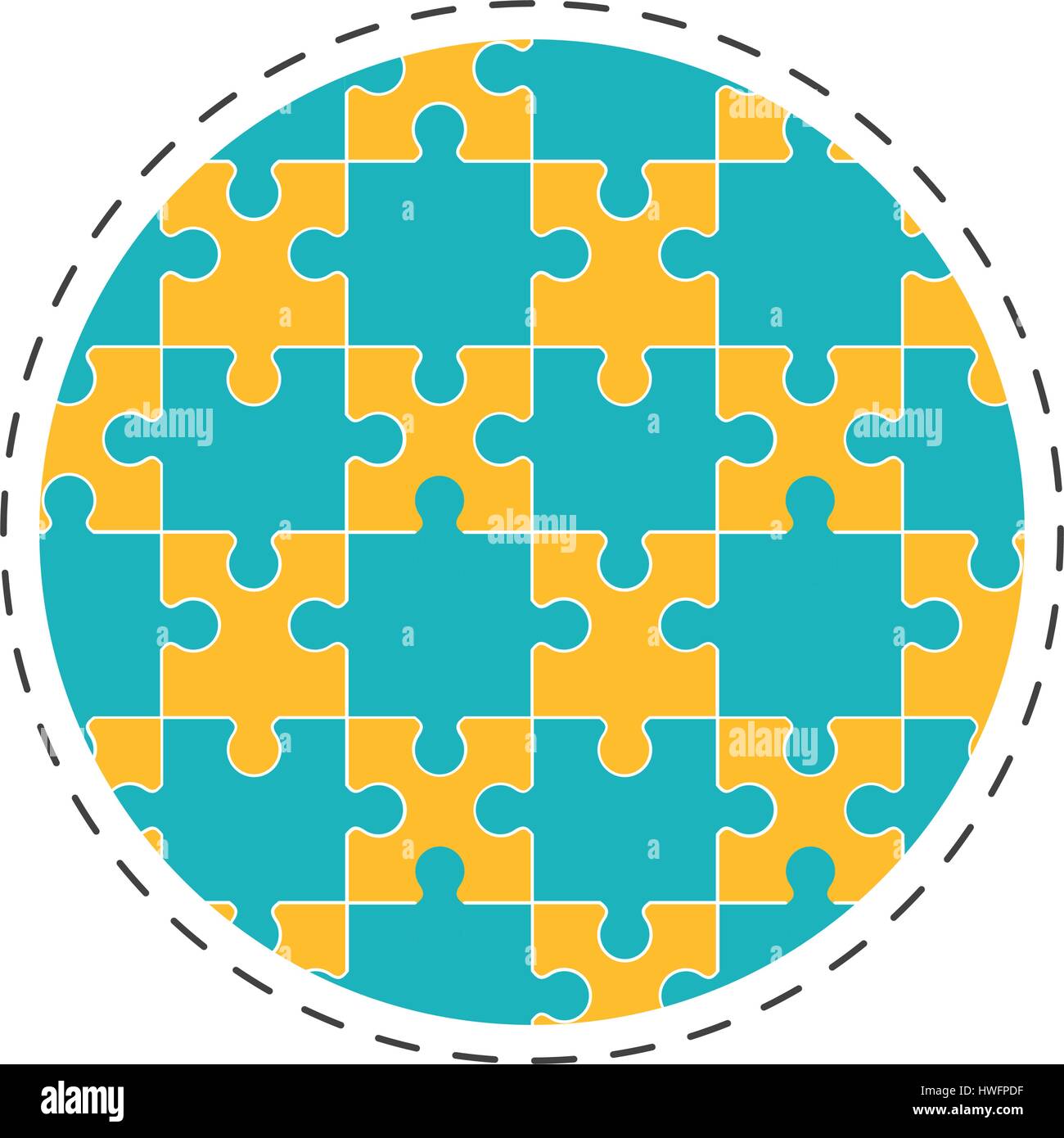 Runde Lösung Puzzlebild Sammlung Stock-Vektorgrafik - Alamy