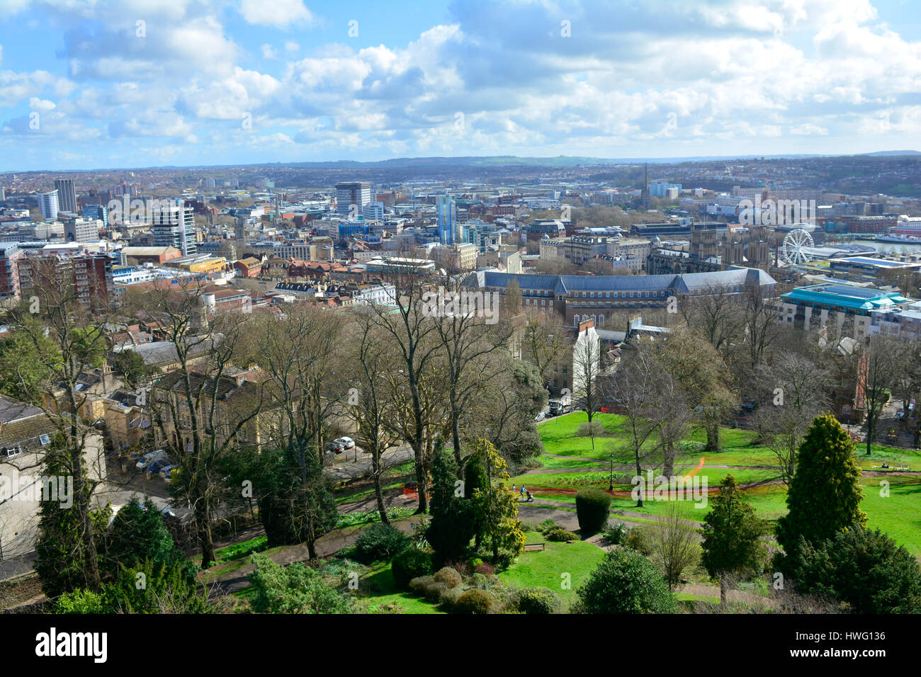 Bristol, UK. 21. März 2017. uk Wetter. Bristol ist das beste Hotel in der Sunday Times zu leben gestimmt. pics zeigen eine Luftaufnahme der Stadt von der Oberseite der Cabot Tower an einem schönen sonnigen Tag genommen, in unmittelbarer Nähe der Park Street in Bristol. Obligatorische byline Credit: Robert timoney/alamy leben Nachrichten Stockfoto