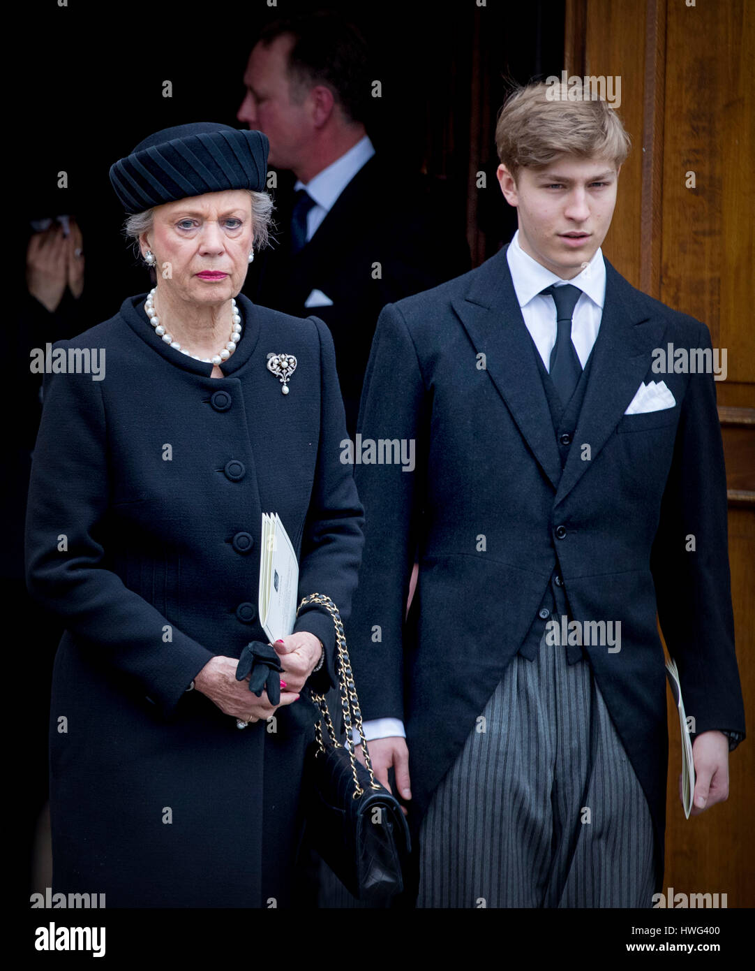 Bad Berleburg, Deutschland. 21. März 2017. Prinzessin Benedikte und Prinz Gustav Graf Richard besuchen die Trauerfeier von Prinz Richard Zu Sayn-Wittgenstein-Berleburg in der evangelischen Stadtkirche in Bad Berleburg, Deutschland, 21. März 2017. Foto: Patrick van Katwijk POINT DE VUE OUT - NO WIRE SERVICE - Photo: Patrick van Katwijk/Dutch Photo Press/Dpa/Alamy Live News Stockfoto