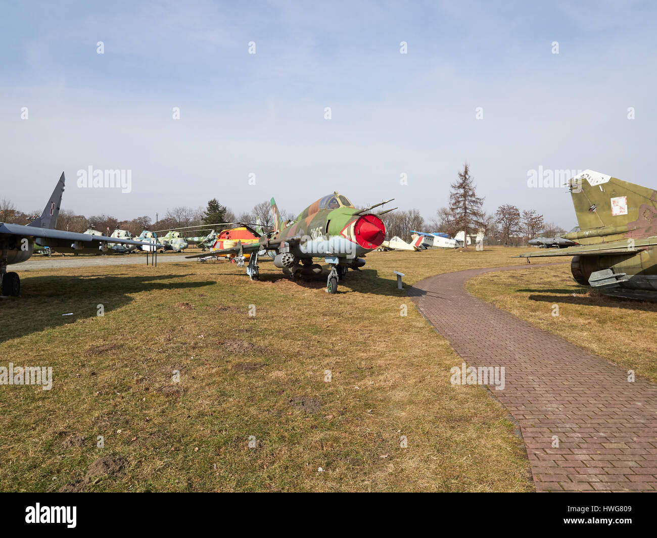 Russische Suchoi Su-22 M4 "Fitter" Swing Wing im Krakau Aviation Museum in Polen Stockfoto
