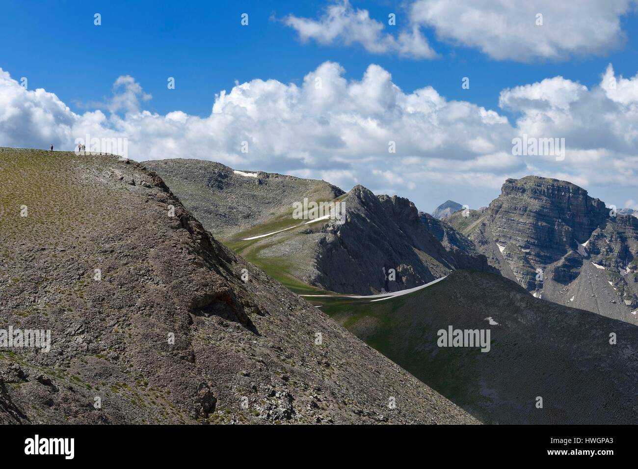 Frankreich, Alpes de Haute Provence, Uvernet Fours, Nationalpark Mercantour, Tal der Ubaye, See Tour Wanderweg des Cayolle Pass am Pas du Lausson, Allos See Cirque Stockfoto