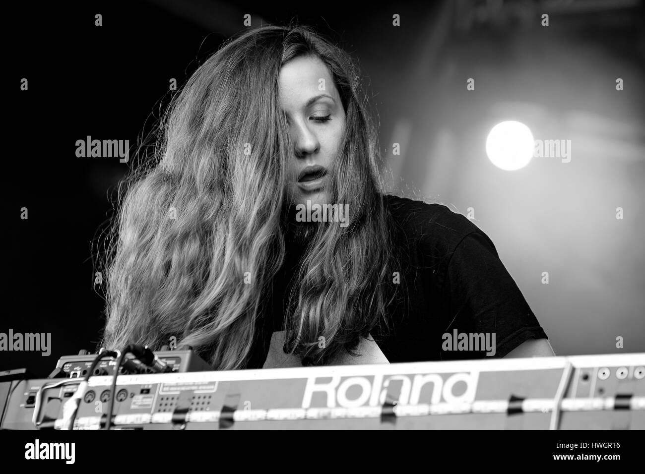 BARCELONA - 13 JUN: Jessy Lanza (Elektroniker) Auftritt beim Sonar Festival am 13. Juni 2014 in Barcelona, Spanien. Stockfoto
