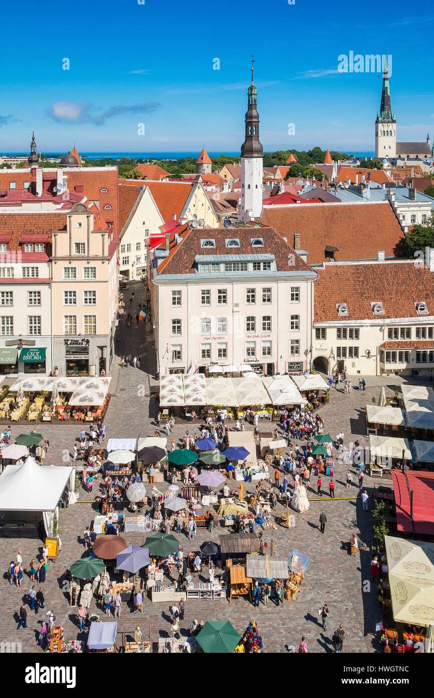 Estland (Baltikum), Harju region, Tallinn, historischen Zentrum als Weltkulturerbe von der UNESCO, Rathausplatz, mittelalterlicher Markt im Mittelalter fests Stockfoto