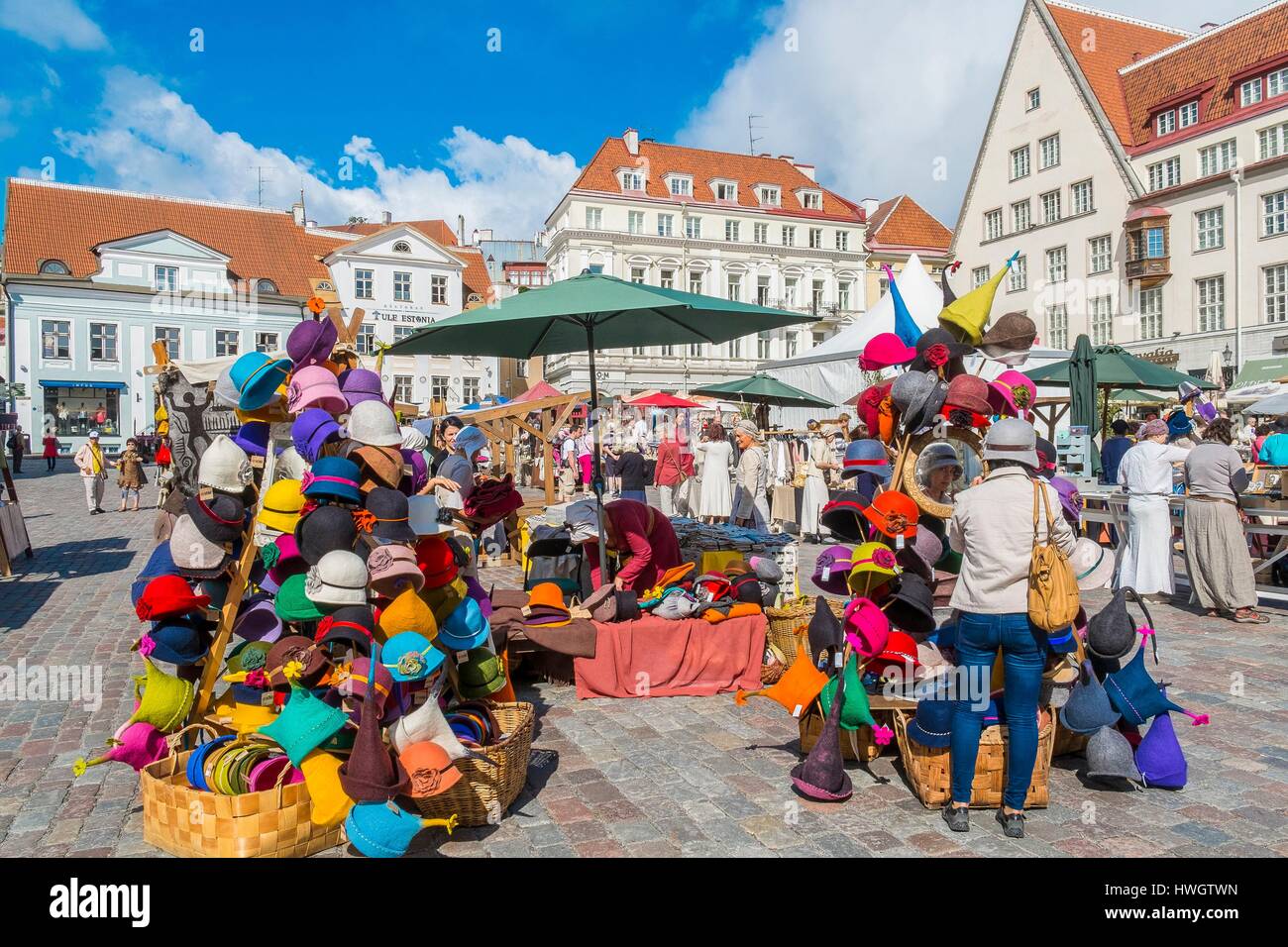 Estland (Baltikum), Harju Region, Tallinn, Altstadt als Weltkulturerbe der UNESCO, Rathausplatz aufgeführt, während der Mittelalter-feste Stockfoto