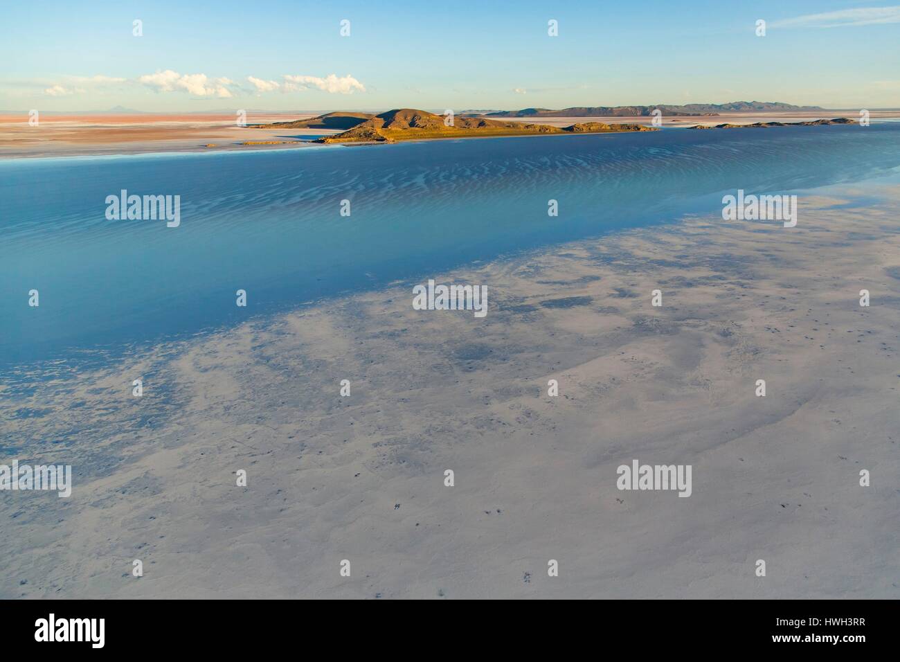 Daniel Campos Provinz, Potosi, Bolivien, Salar de Uyuni, Colchani, Salz (Luftbild) Stockfoto